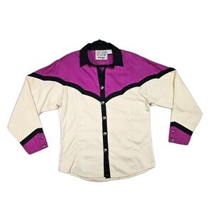 Wrangler Western Wear Shirt Large Southwest Tribal Concho Button Zia Sun Native